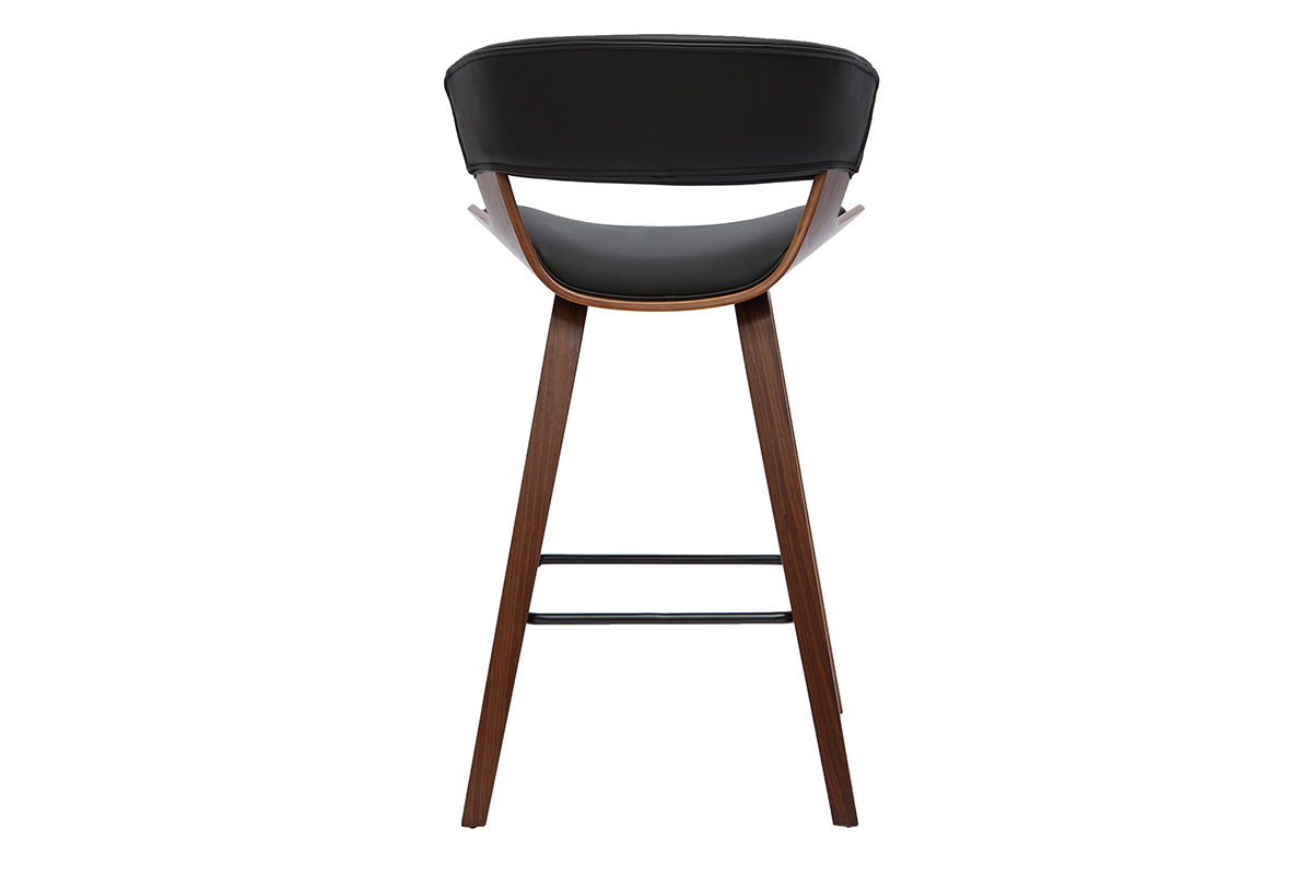 Tabouret de bar design noir et bois fonc H65 cm SYRAH