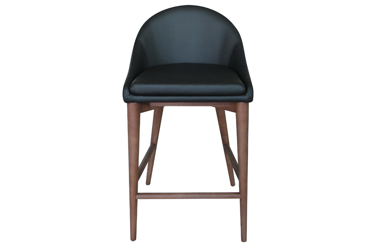 Tabouret de bar design noir et noyer 65 cm DALIA