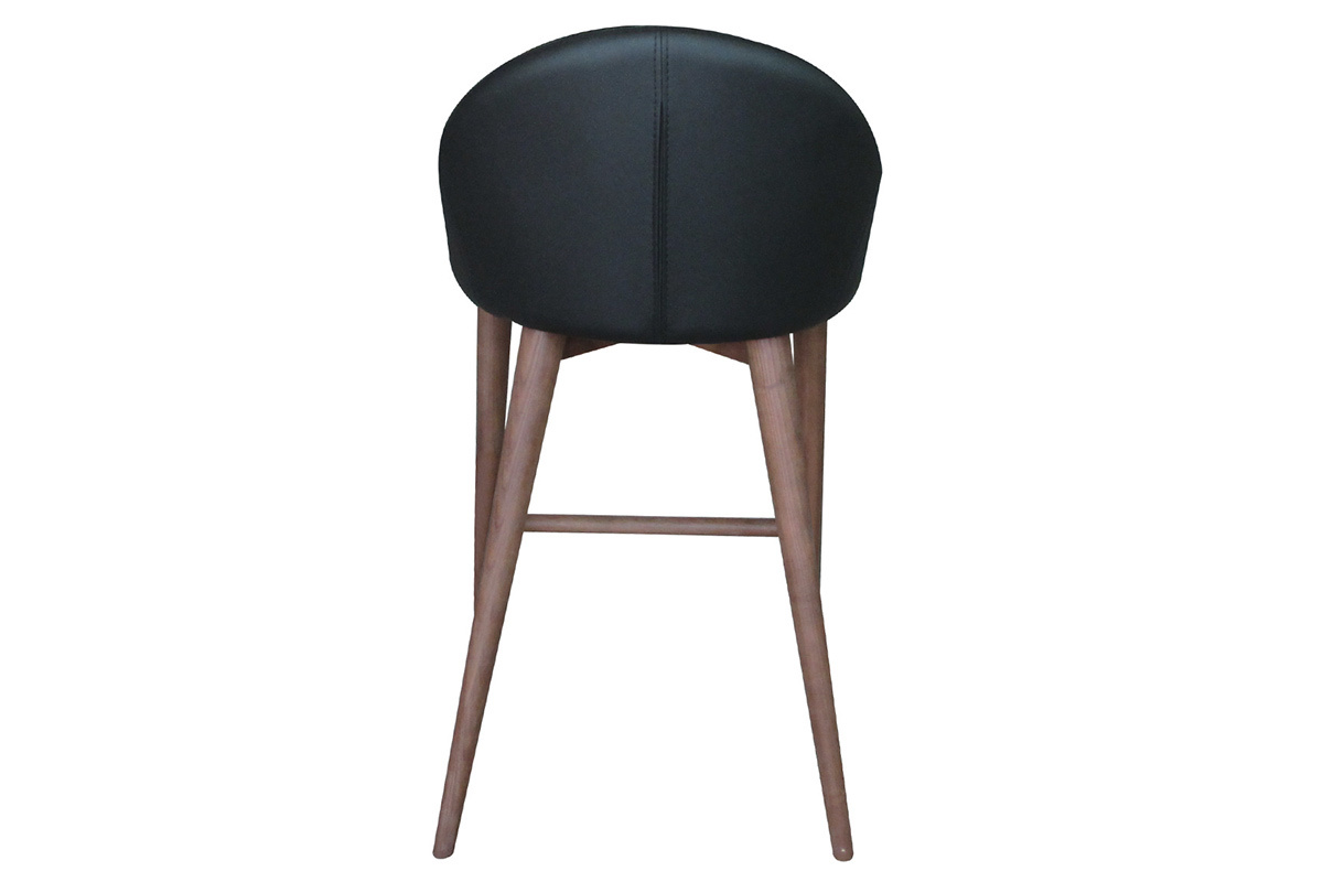 Tabouret de bar design noir et noyer 65 cm DALIA