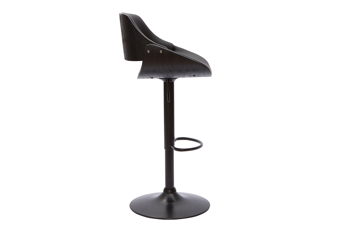 Tabouret de bar design noir rglable pivotant 360 CLASH