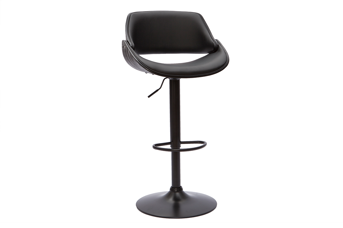 Tabouret de bar design noir rglable pivotant 360 CLASH