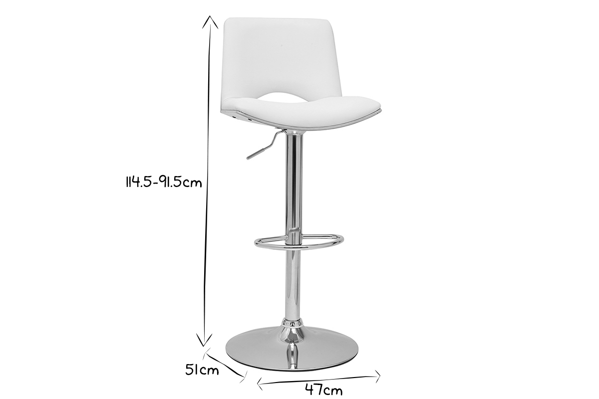 Tabouret de bar design rglable blanc et bois clair PANACH