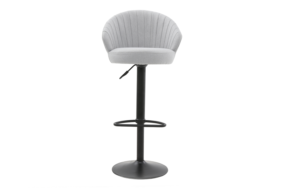 Tabouret de bar design rglable et pivotant en tissu gris IZAAC