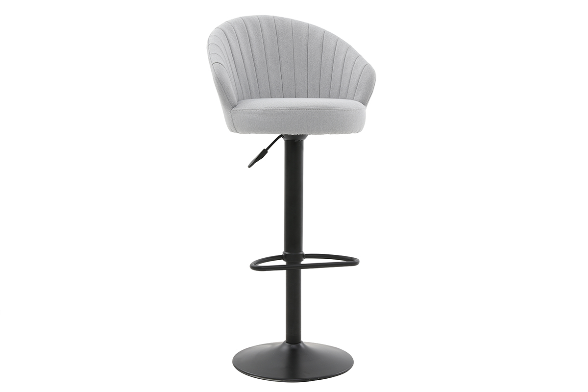 Tabouret de bar design rglable et pivotant en tissu gris IZAAC