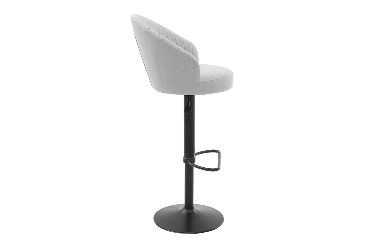 Tabouret de bar design rglable et pivotant en tissu gris IZAAC