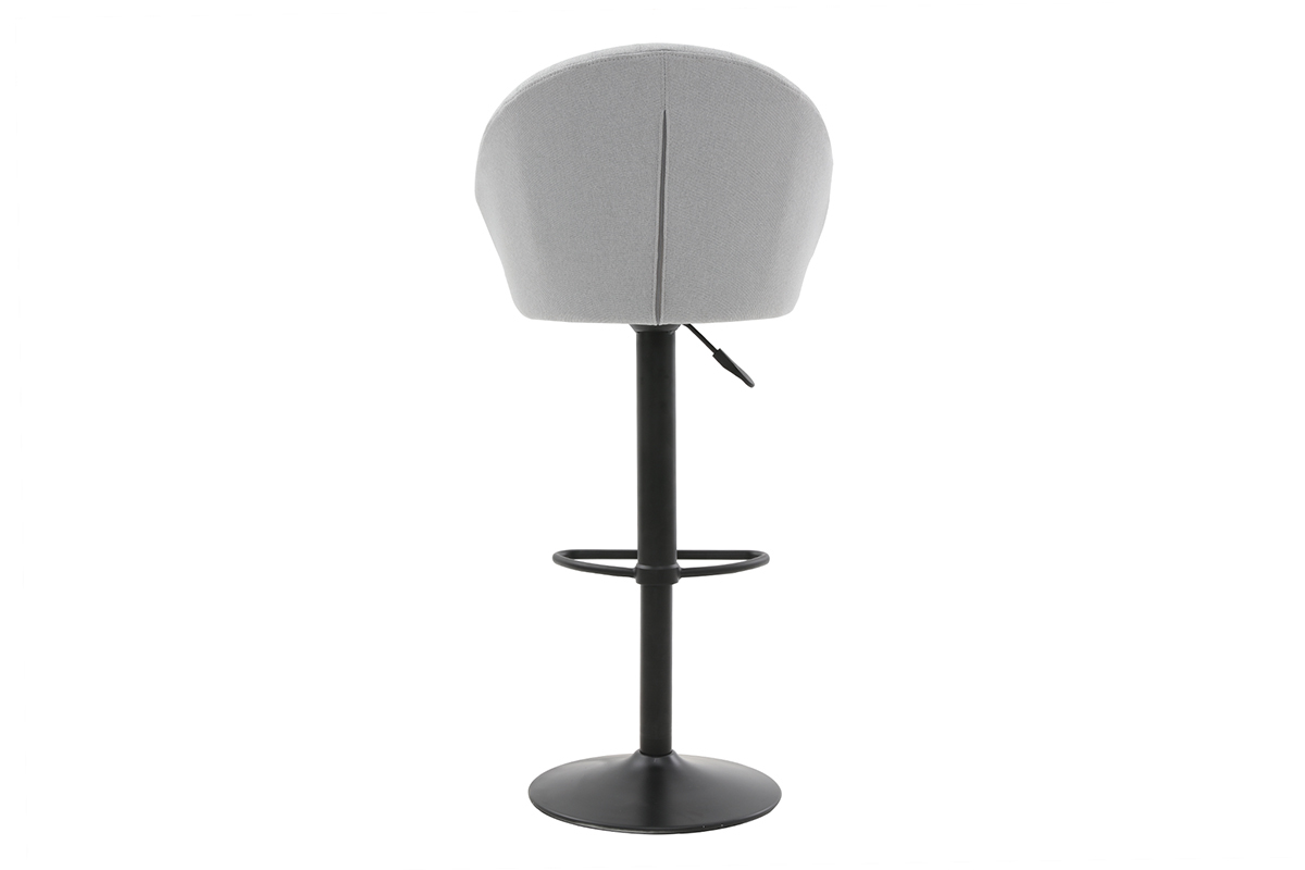 Tabouret de bar design rglable et pivotant en tissu gris IZAAC