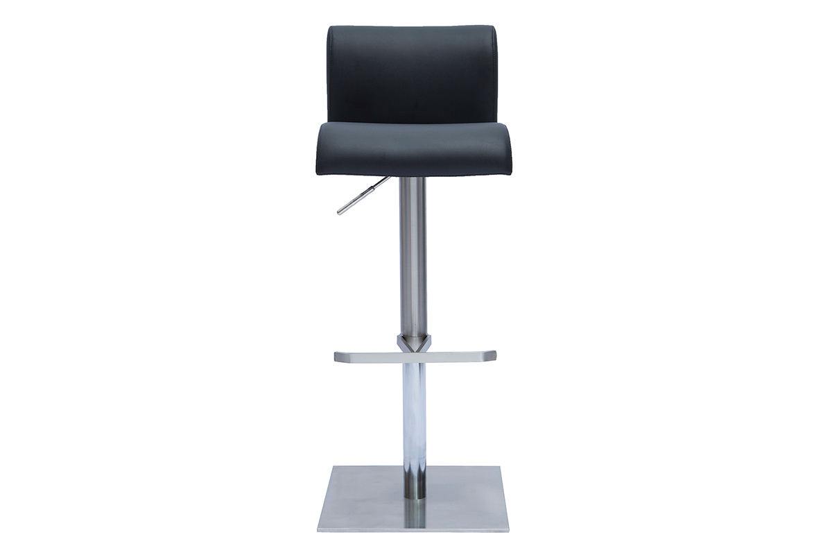 Tabouret de bar design rglable noir et inox bross SHEINA