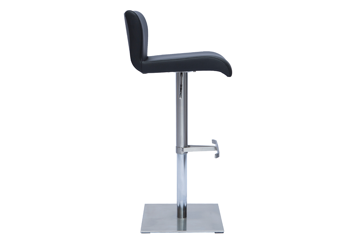 Tabouret de bar design rglable noir et inox bross SHEINA