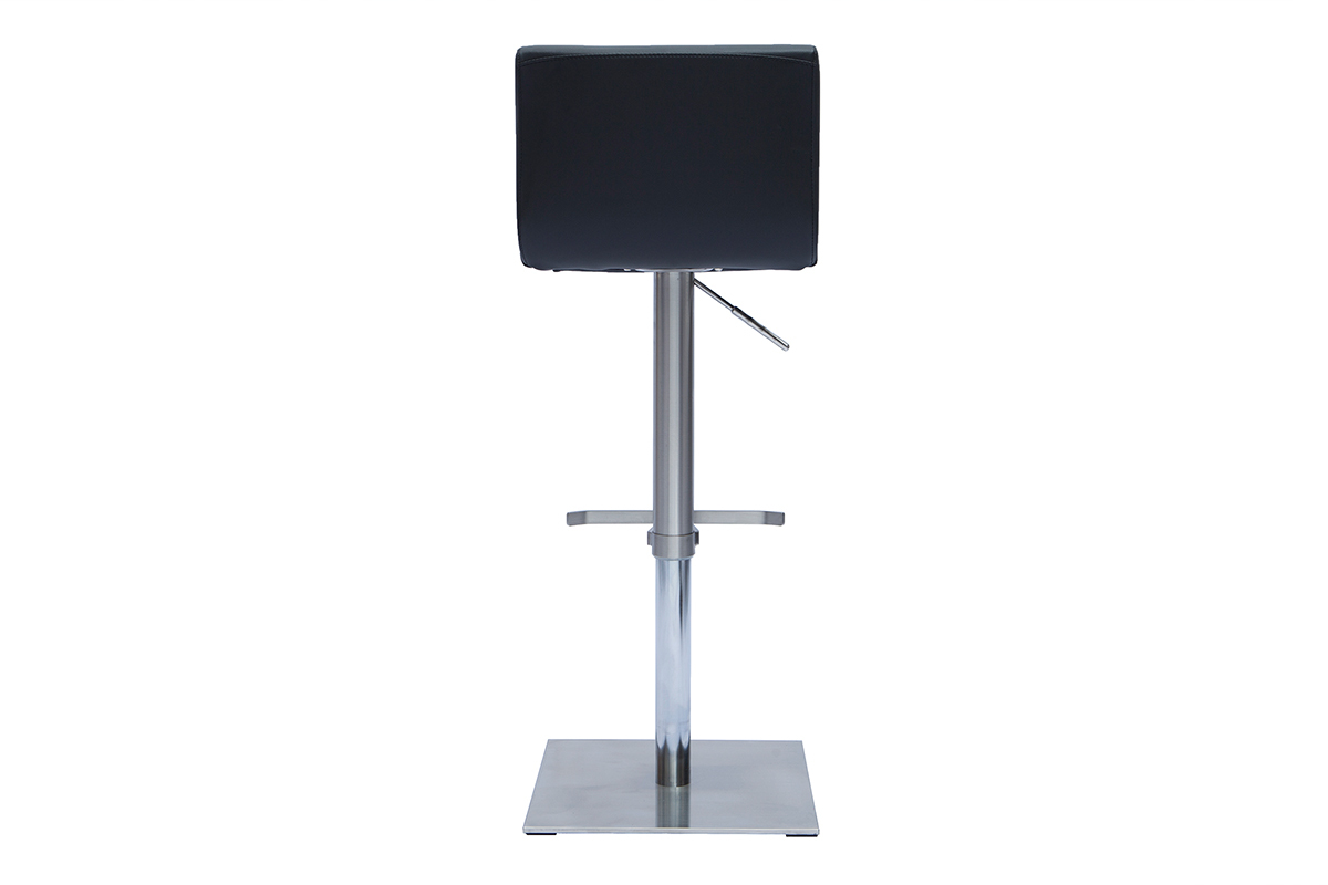 Tabouret de bar design rglable noir et inox bross SHEINA