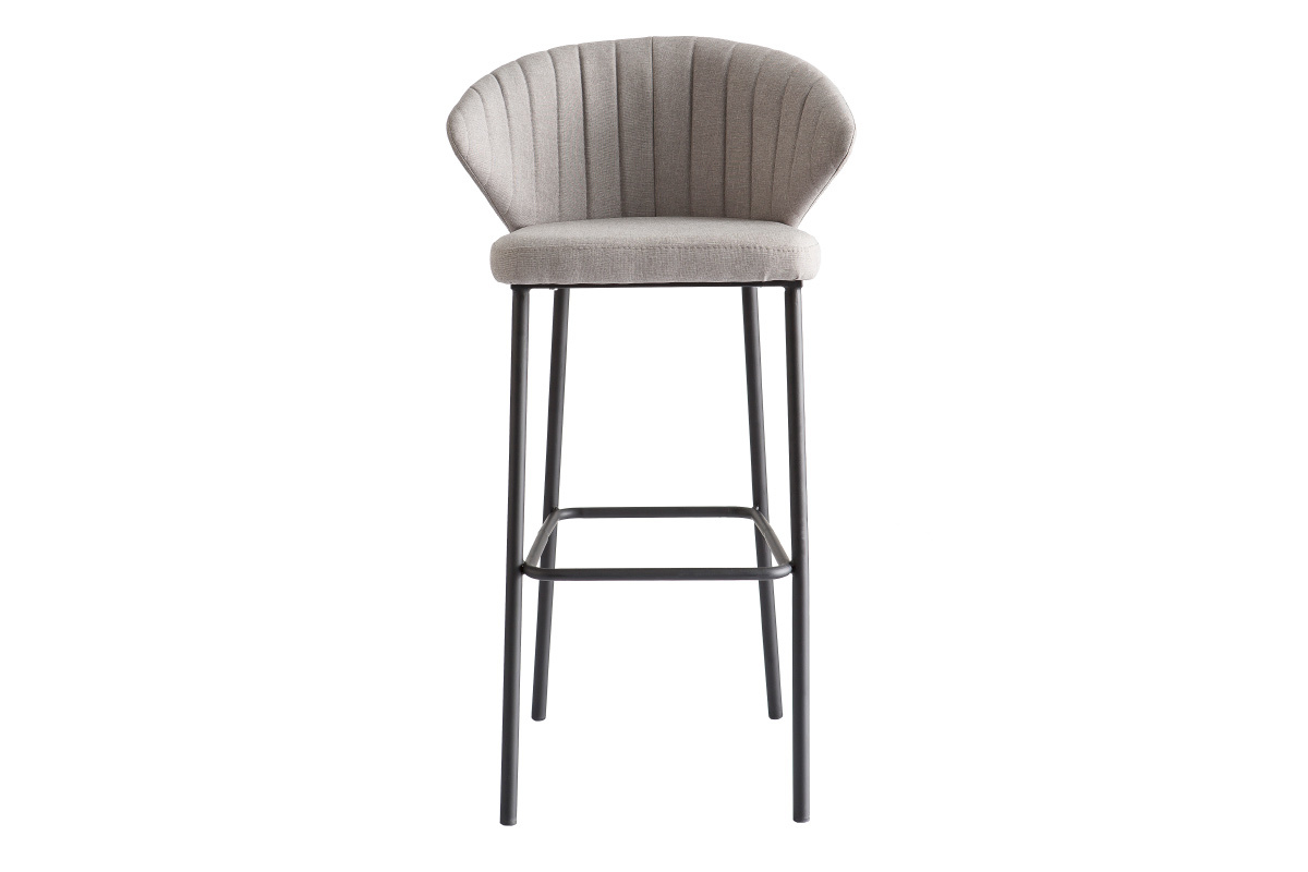 Tabouret de bar design tissu gris 75 cm DALLY