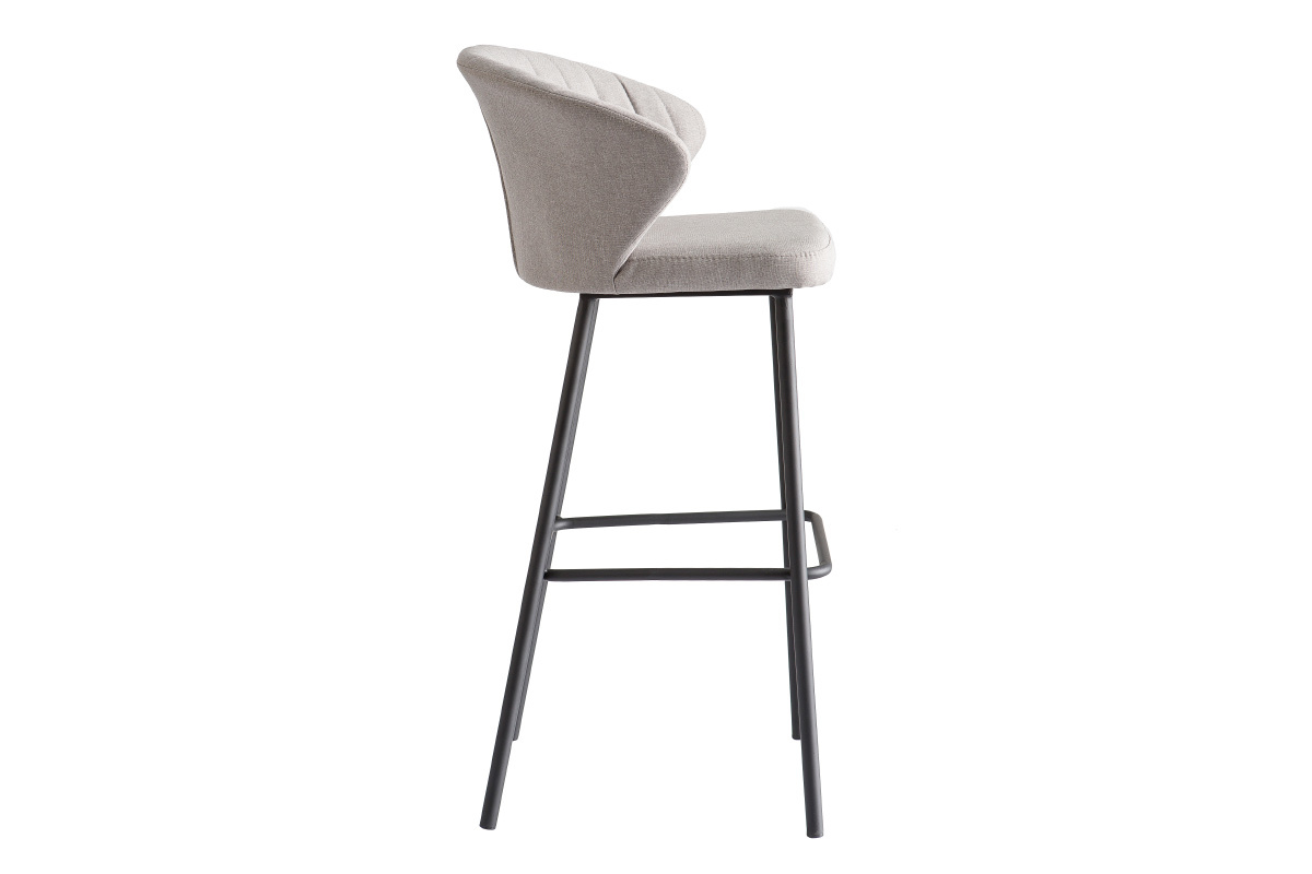 Tabouret de bar design tissu gris 75 cm DALLY