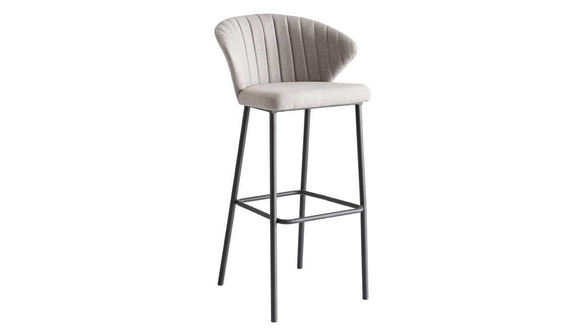 Tabouret de bar design tissu gris 75 cm DALLY