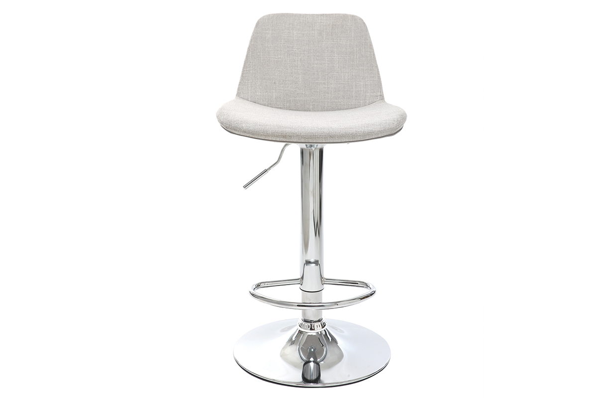 Tabouret de bar design tissu gris clair lot de 2 ZACK