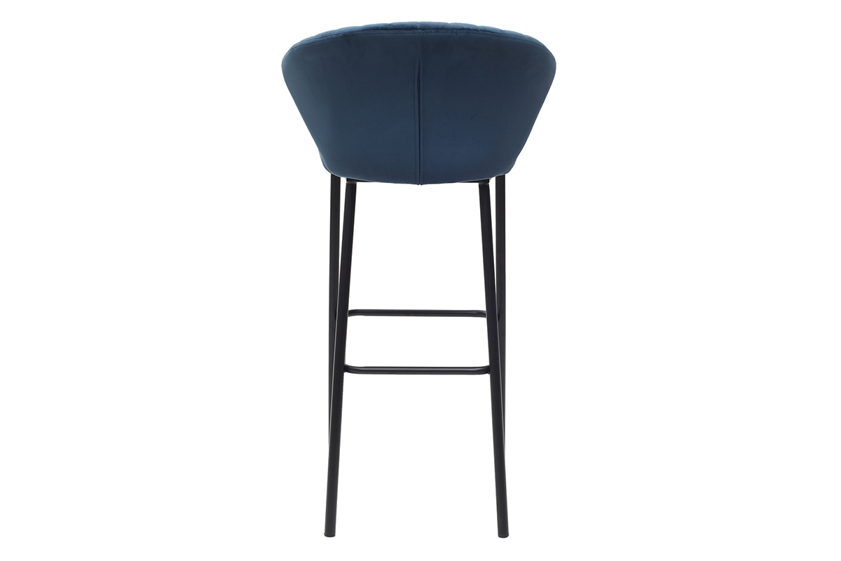 Tabouret de bar design velours bleu 75 cm DALLY