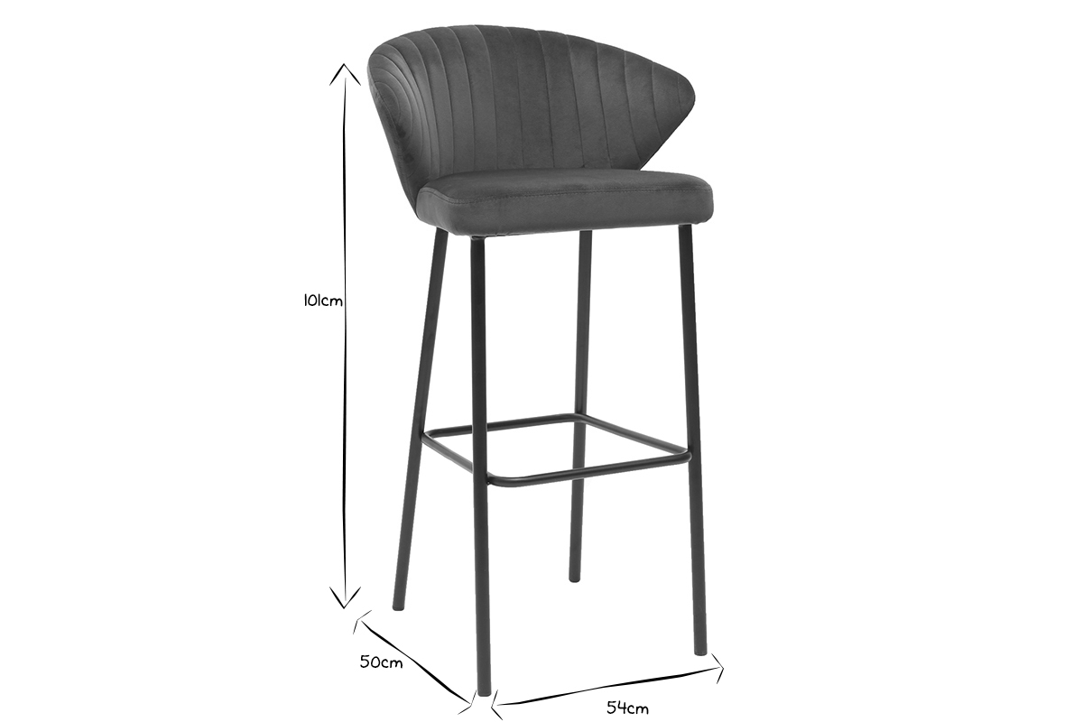 Tabouret de bar design velours bleu 75 cm DALLY