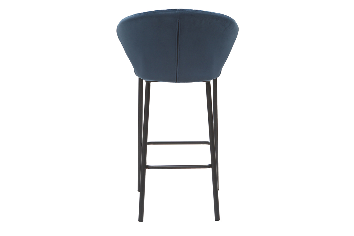 Tabouret de bar design velours bleu fonc H68 cm DALLY