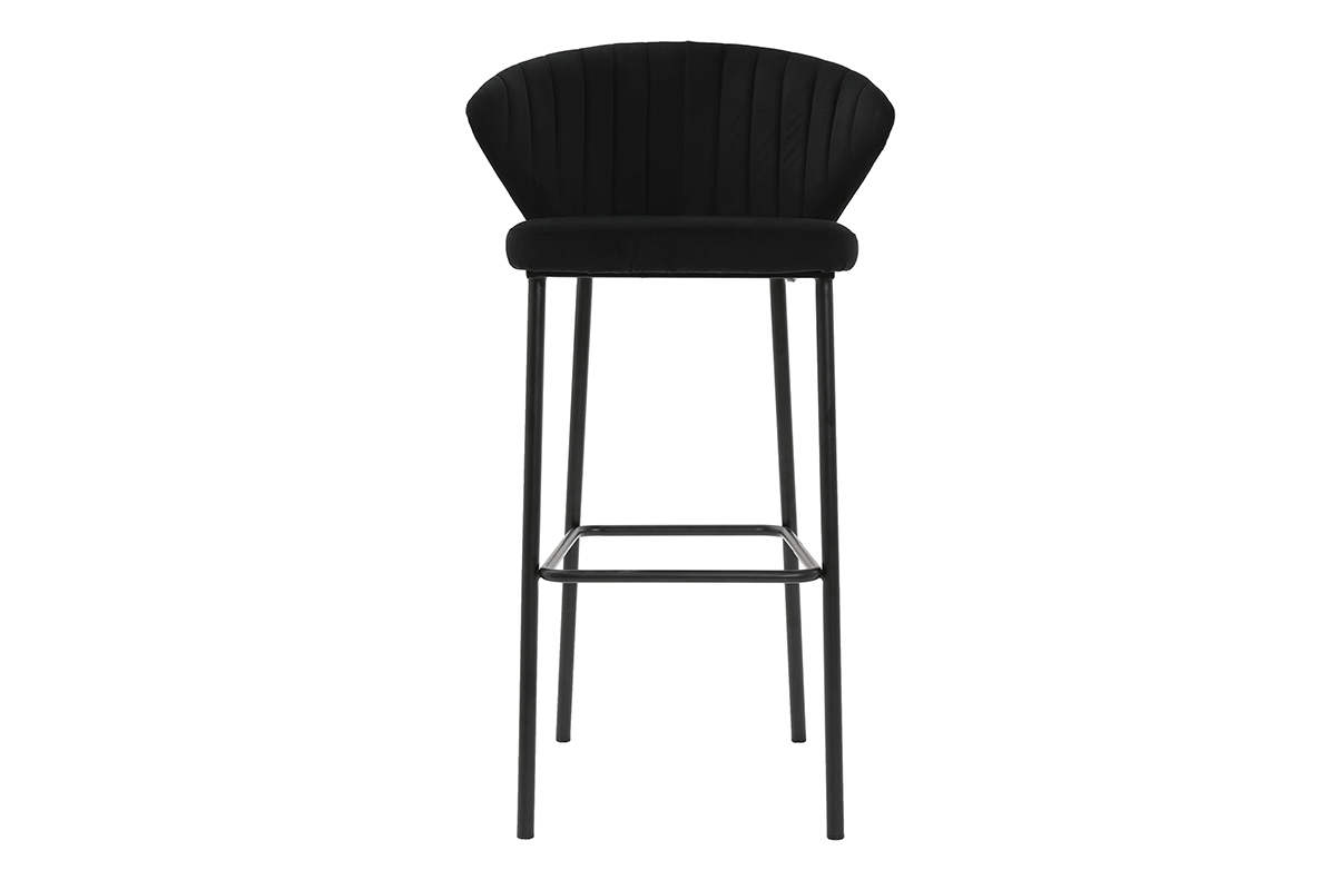 Tabouret de bar design velours noir H78 cm DALLY