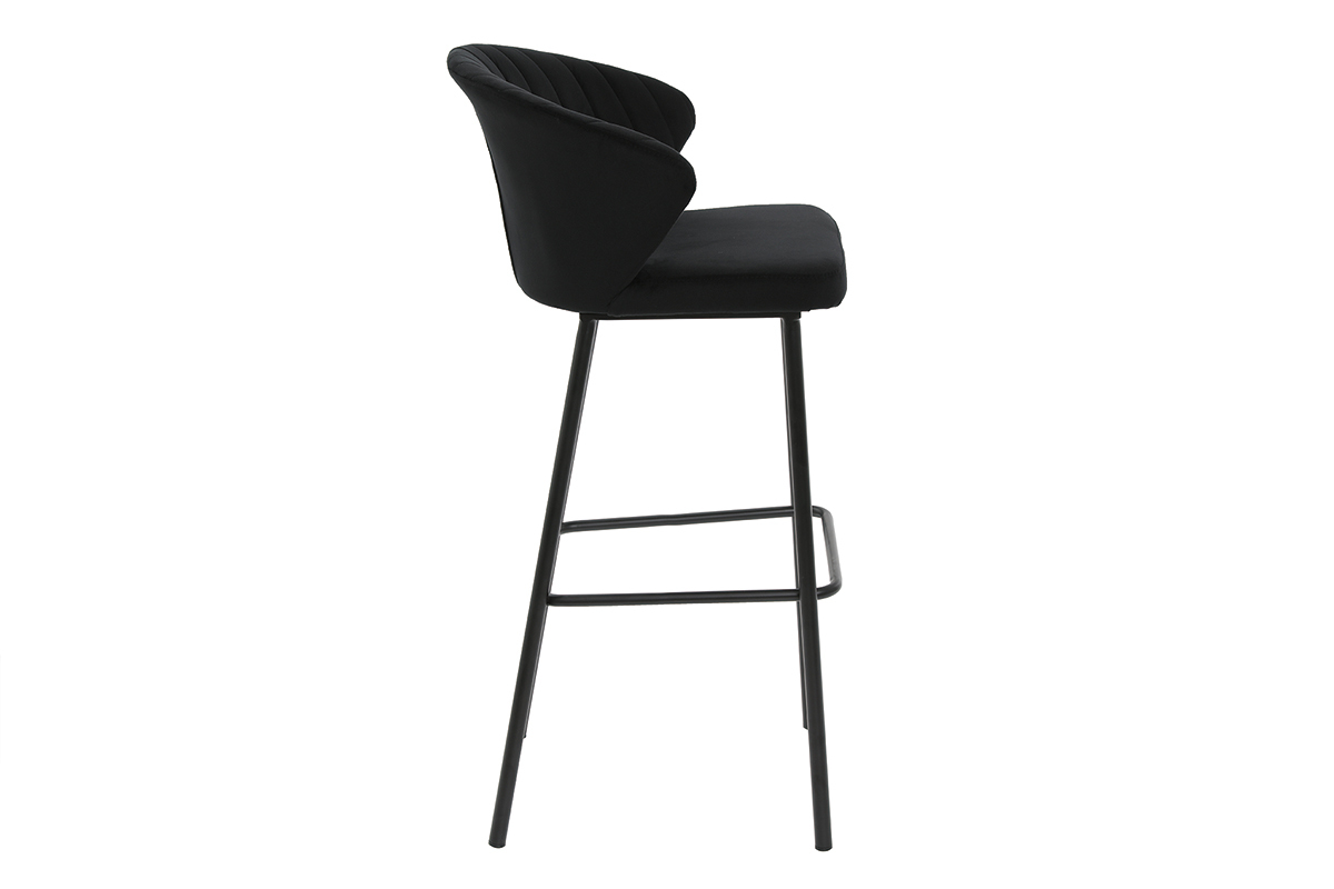 Tabouret de bar design velours noir H78 cm DALLY