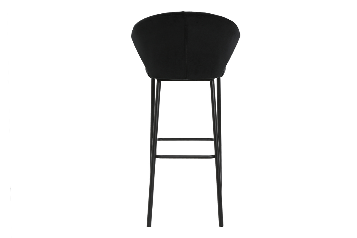 Tabouret de bar design velours noir H78 cm DALLY