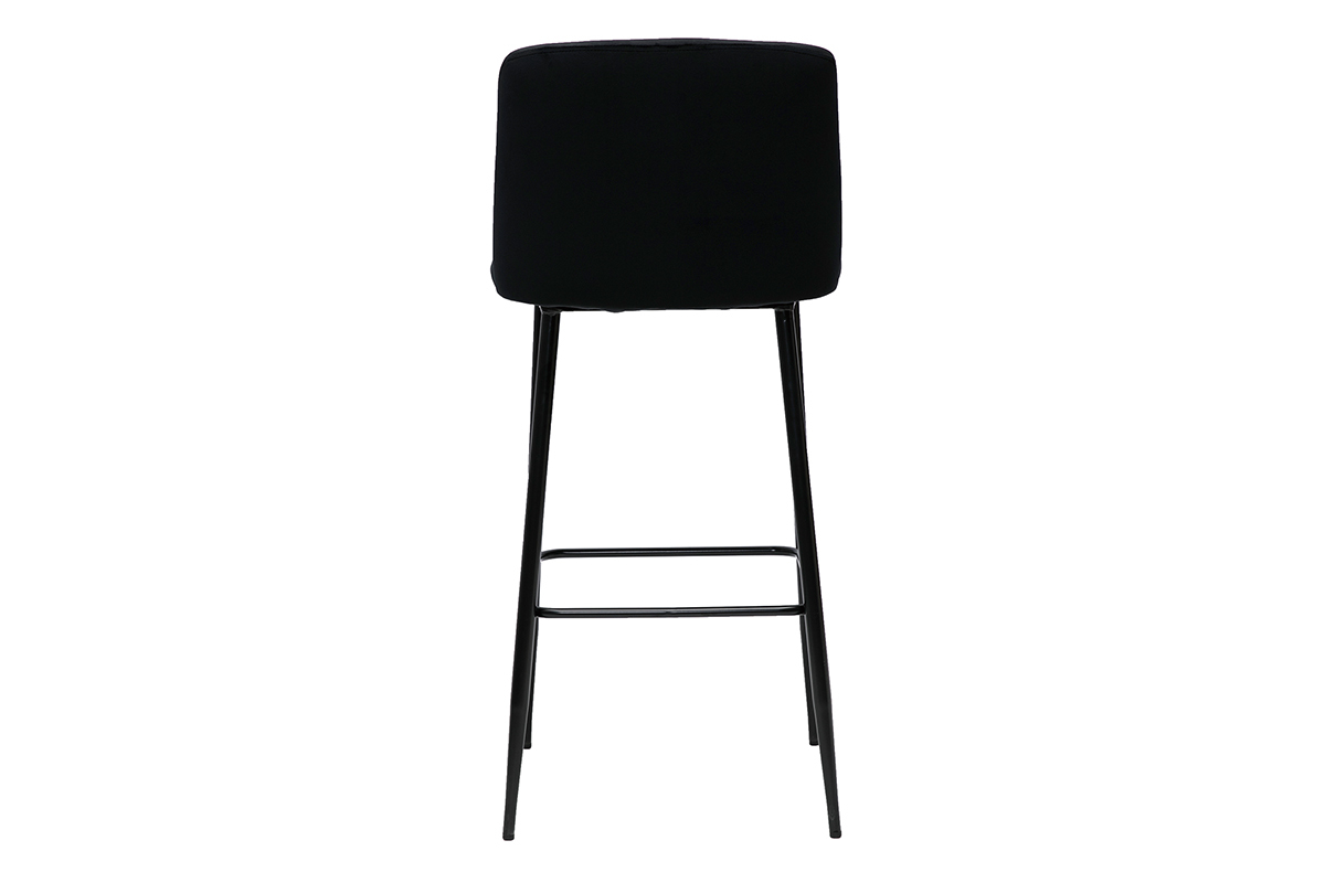 Tabouret de bar fixe velours noir et pied mtal noir H78 MONTI