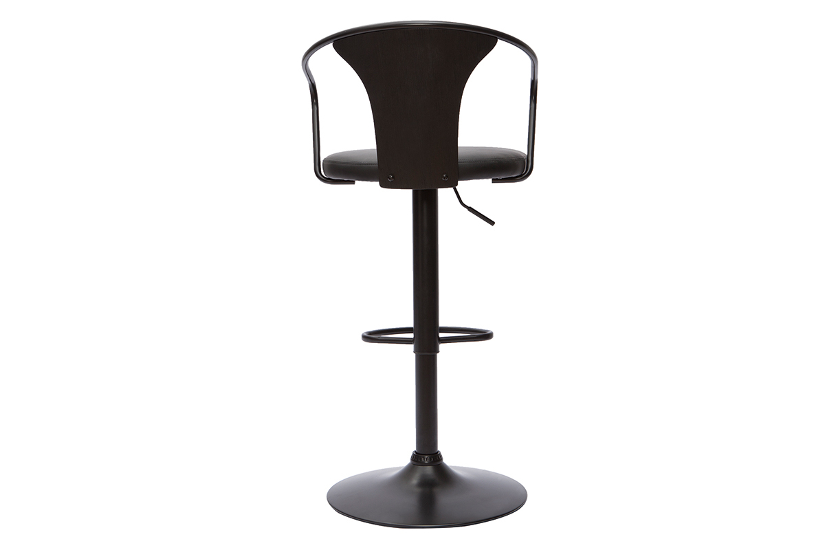 Tabouret de bar industriel noir rglable pivotant 360 BECKETT