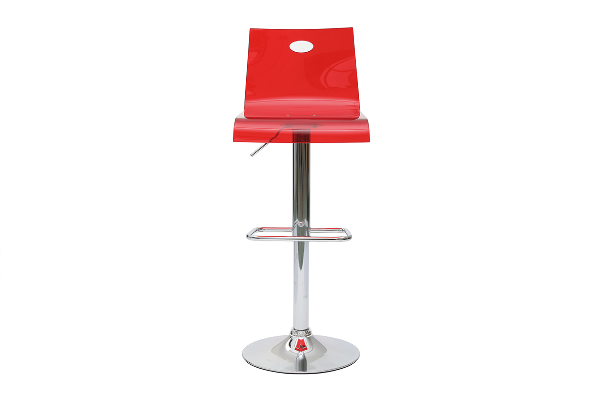 Tabouret de bar plexiglas rouge transparent SATURNE (lot de 2)