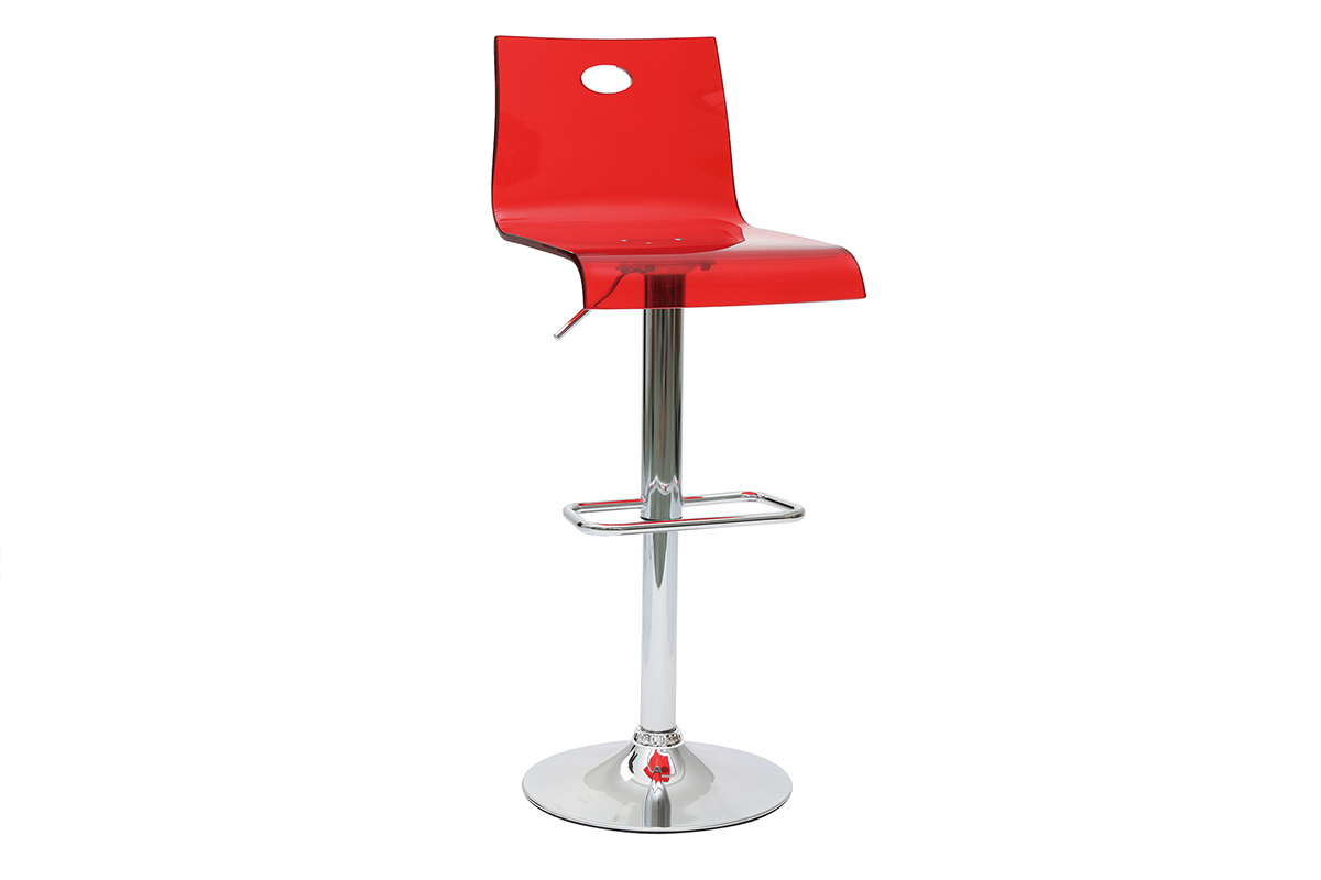 Tabouret de bar plexiglas rouge transparent SATURNE (lot de 2)