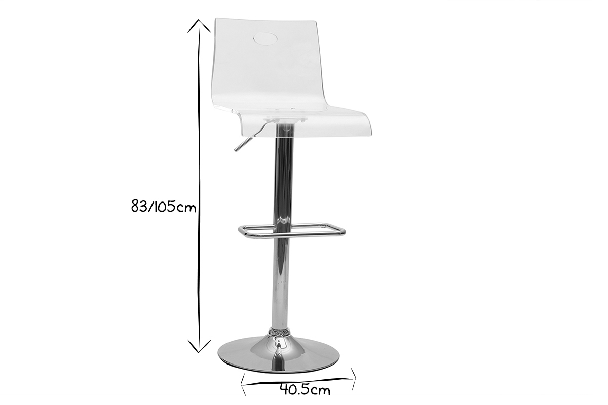 Tabouret de bar plexiglas rouge transparent SATURNE (lot de 2)