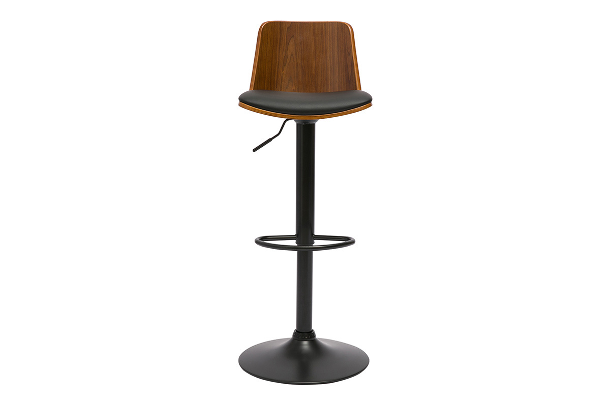 Tabouret de bar rglable noir et bois fonc DOA