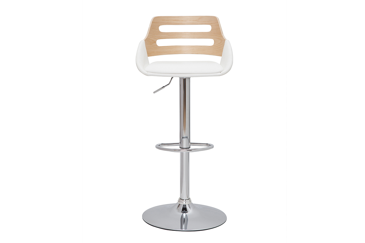 Tabouret de bar relevable design blanc et chne PERNIK