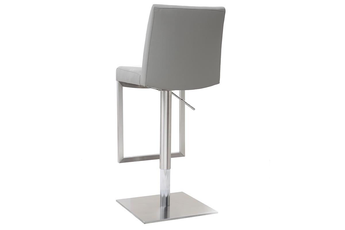 Tabouret de bar relevable gris et acier chrom KYLE