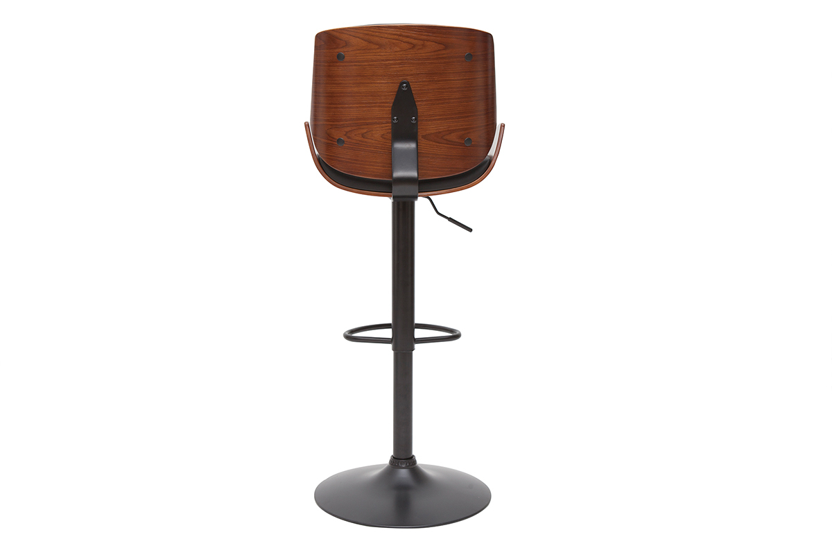 Tabouret de bar relevable noir et bois fonc VESPER