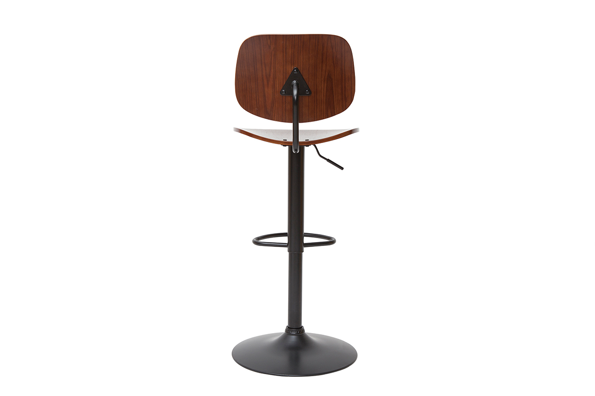 Tabouret de bar relevable noyer et mtal noir TOBIAS