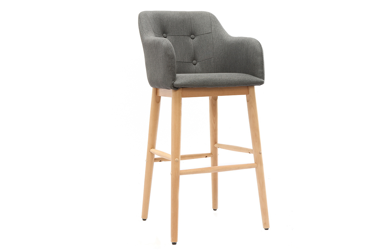 Tabouret de bar scandinave 75 cm gris fonc BALTIK