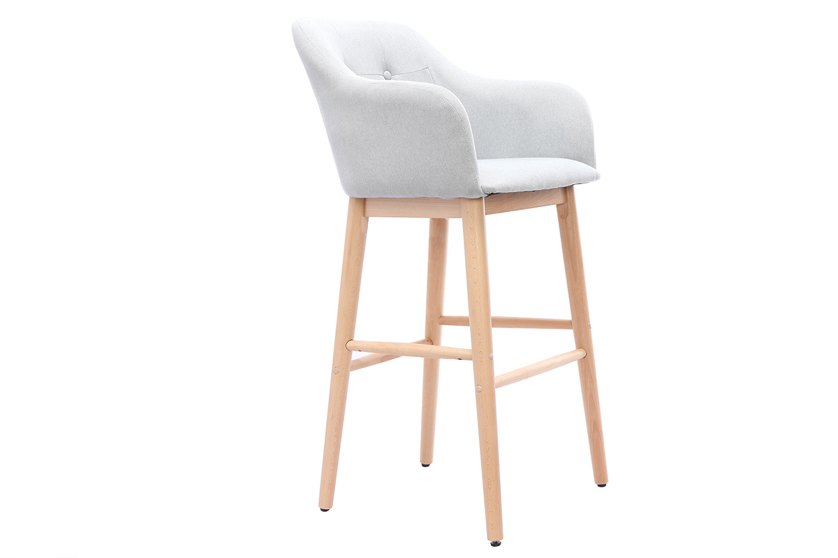 Tabouret de bar scandinave 75cm gris clair BALTIK