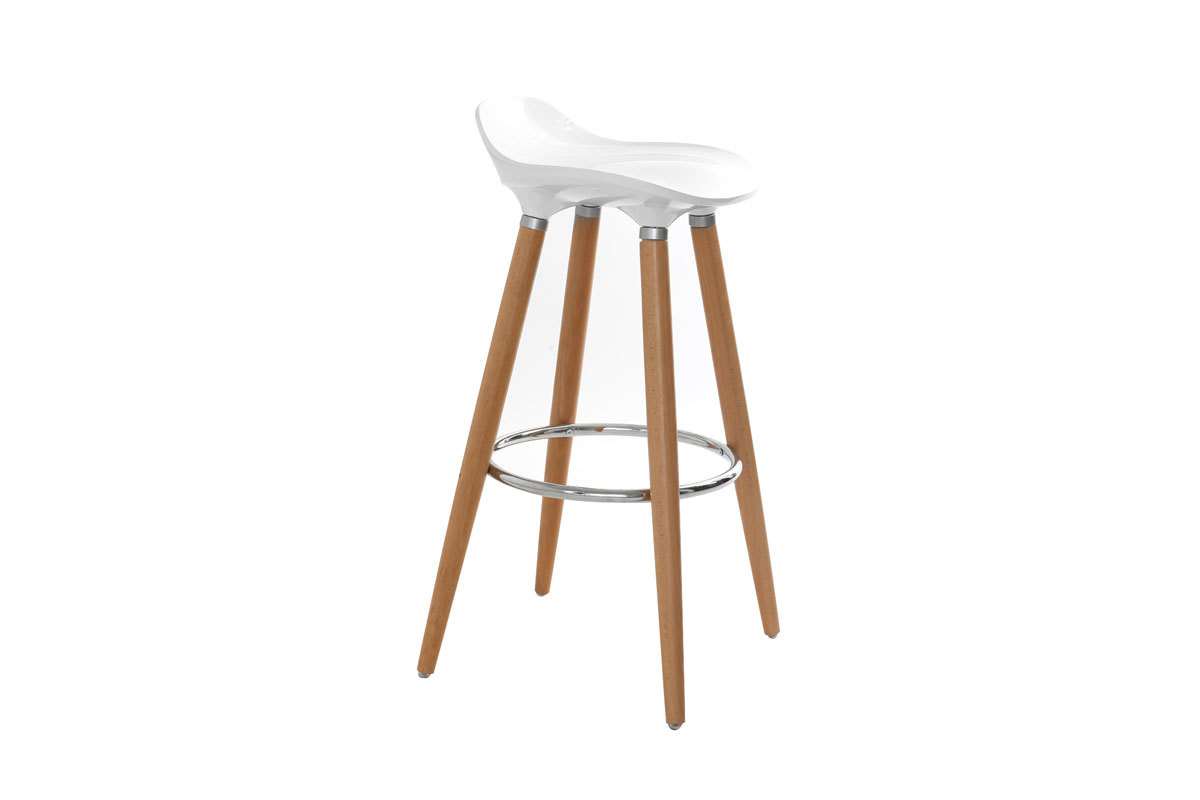 Tabouret de bar scandinave blanc H74 cm GILDA