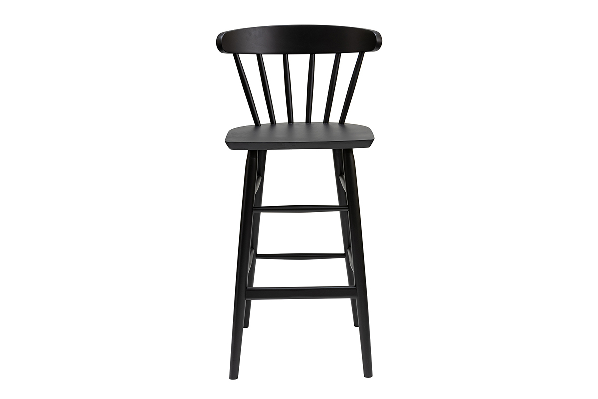 Tabouret de bar vintage  barreaux noir mat H65 cm DARIA