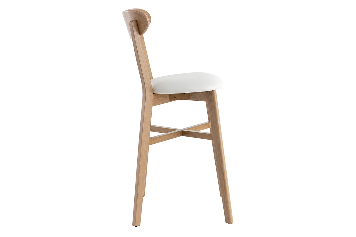 Tabouret de bar vintage bois clair et blanc H65 cm DOVE