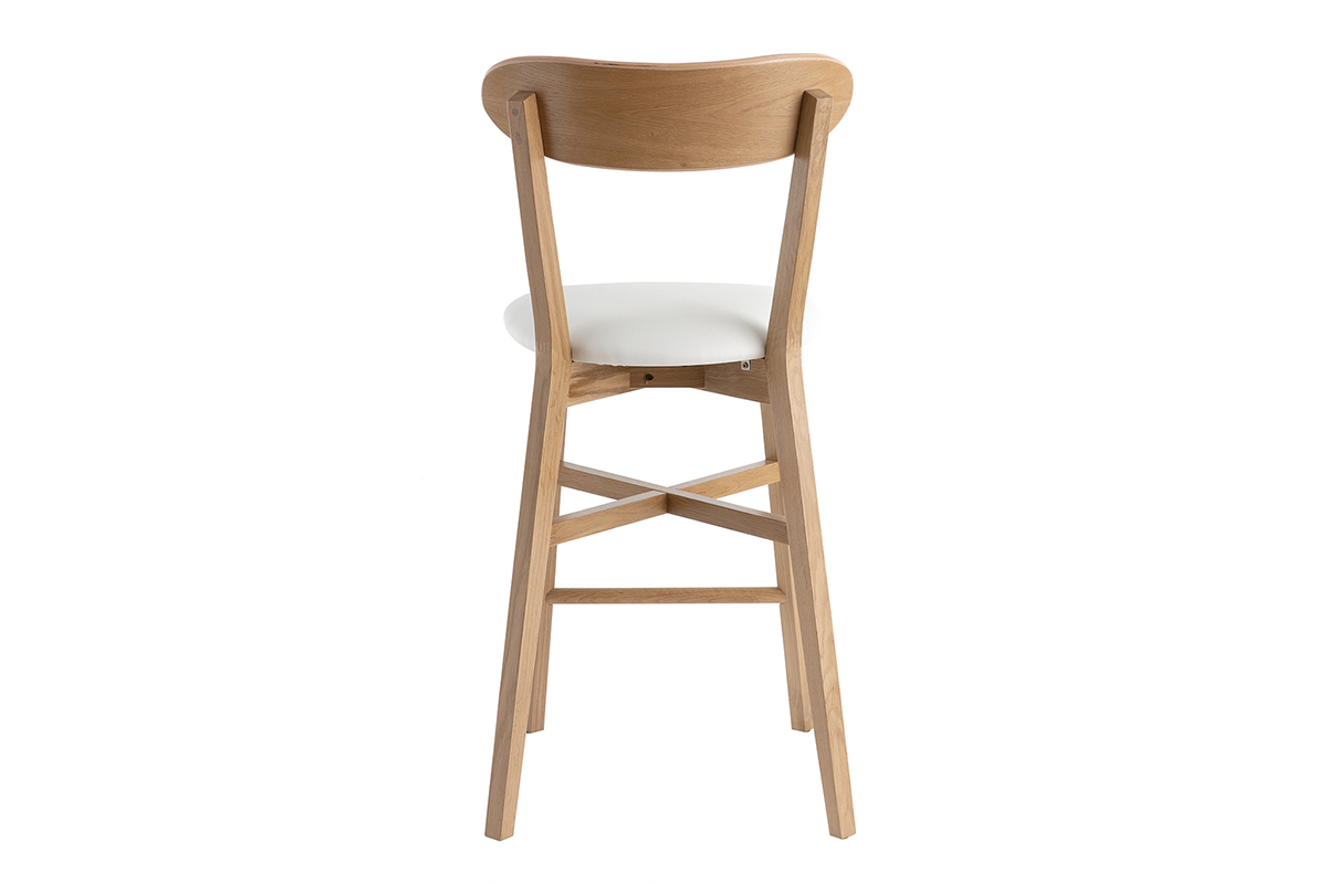 Tabouret de bar vintage bois clair et blanc H65 cm DOVE