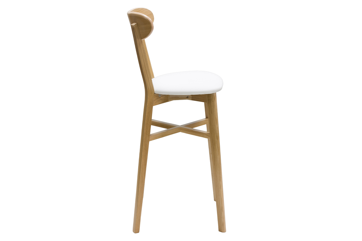 Tabouret de bar vintage bois clair et blanc H75 cm DOVE