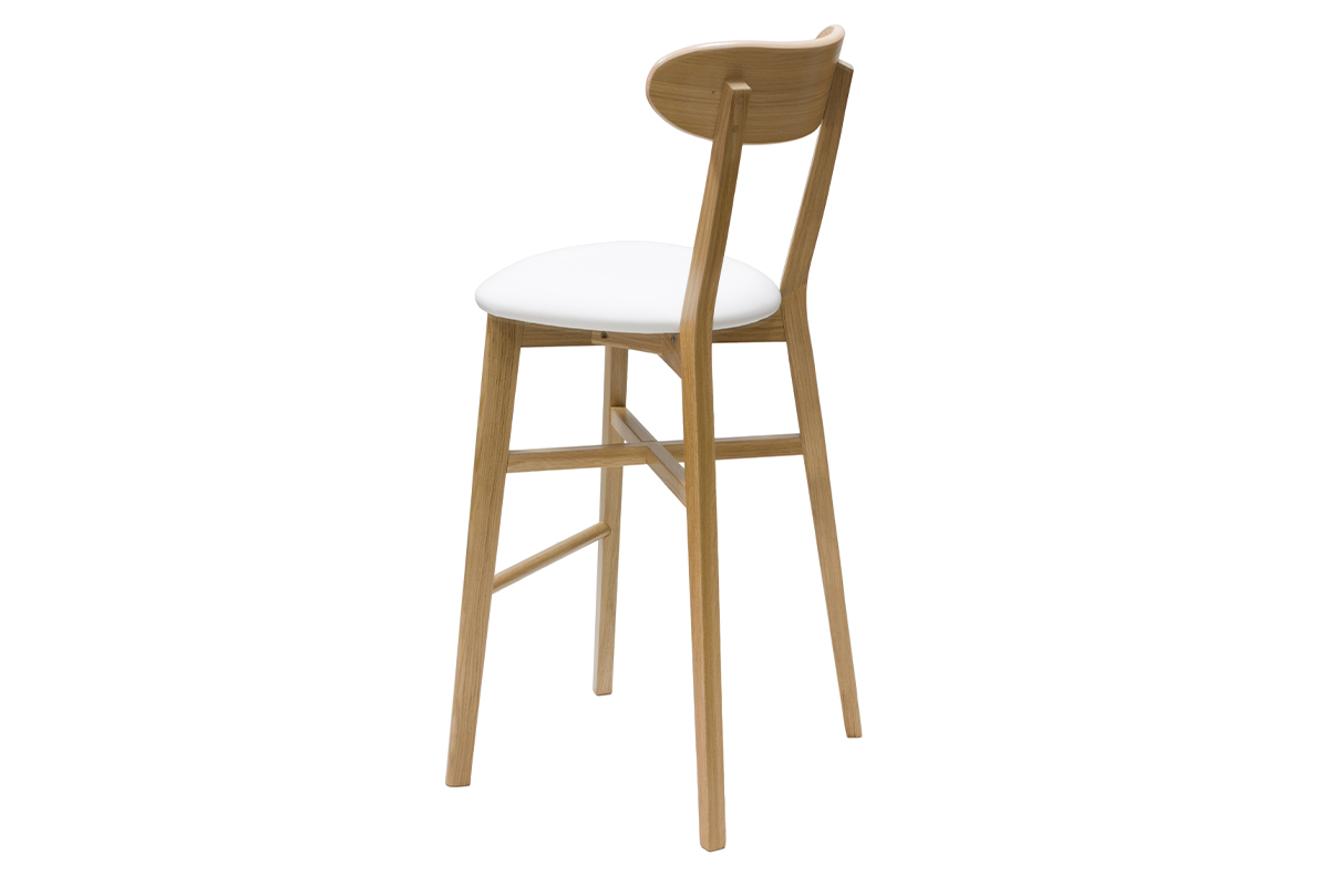 Tabouret de bar vintage bois clair et blanc H75 cm DOVE