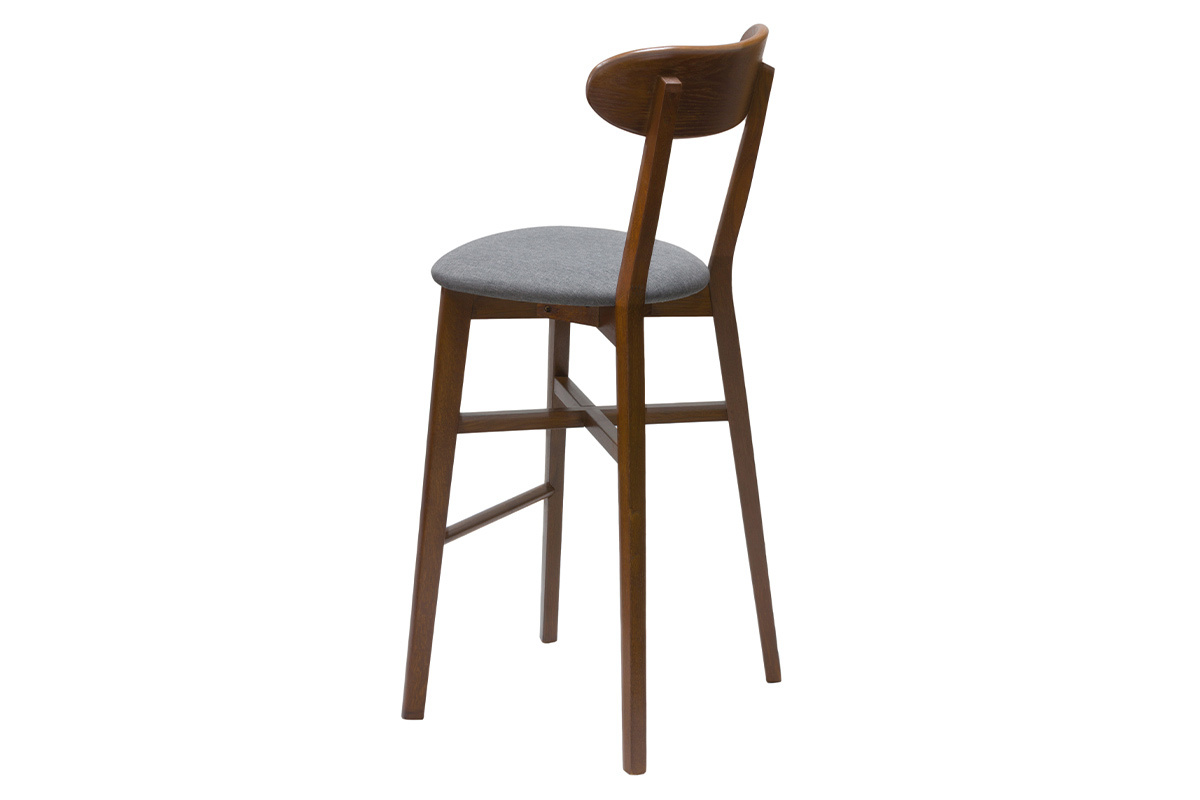 Tabouret de bar vintage noyer et gris anthracite H75 cm DOVE