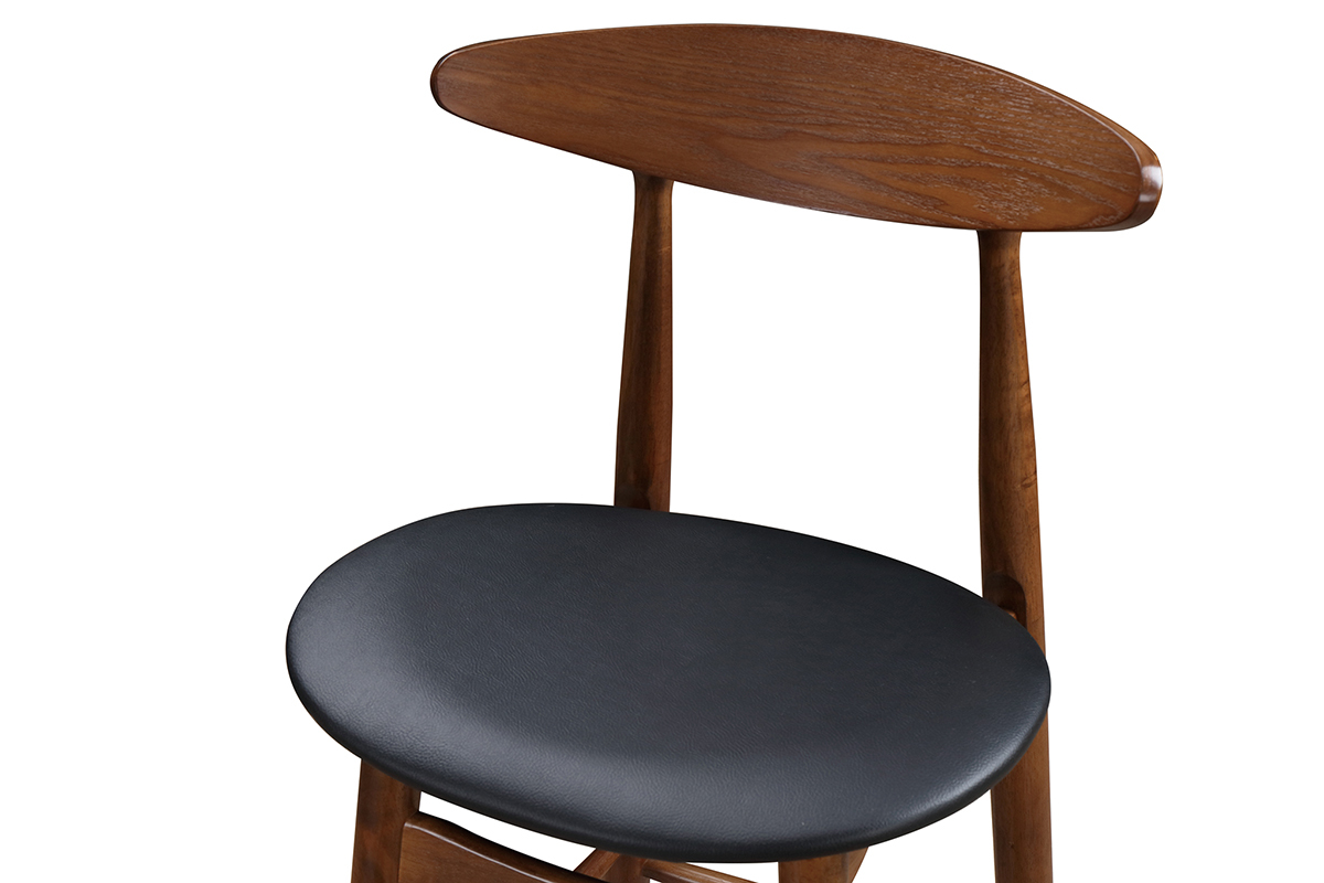 Tabouret de bar vintage noyer et PU noir 65 cm (lot de 2) WALFORD