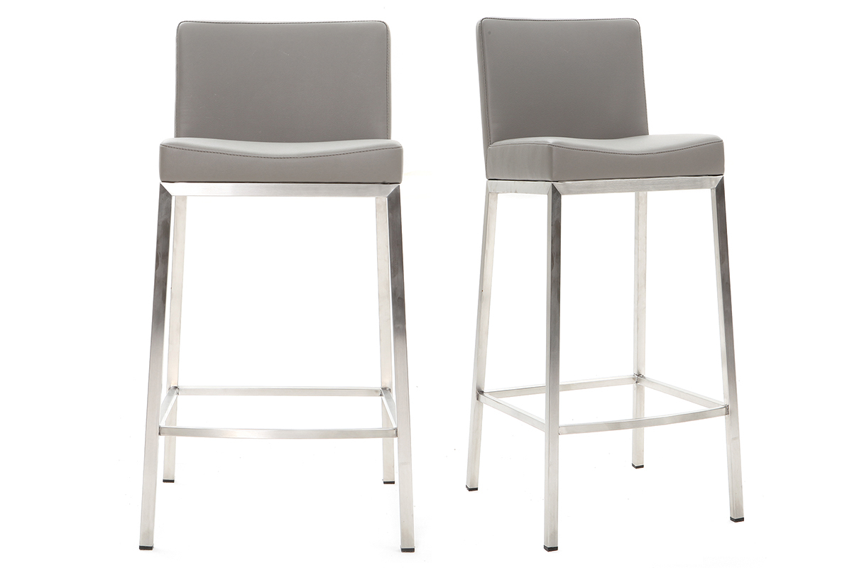 Tabouret design gris H66 cm (lot de 2) EPSILON