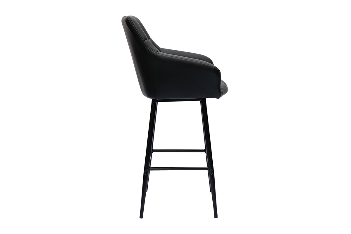 Tabourets de bar avec siges matelasss noirs et mtal noir H65 cm (lot de 2) MONTERO