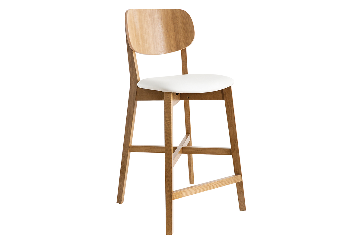 Tabourets de bar bois chne et blanc H65 cm (lot de 2) LUCIA