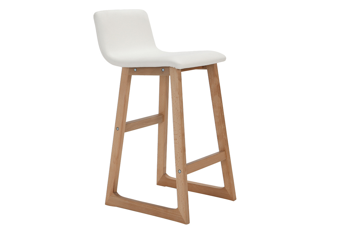 Tabourets de bar bois clair et blanc 65 cm (lot de 2) OSAKA