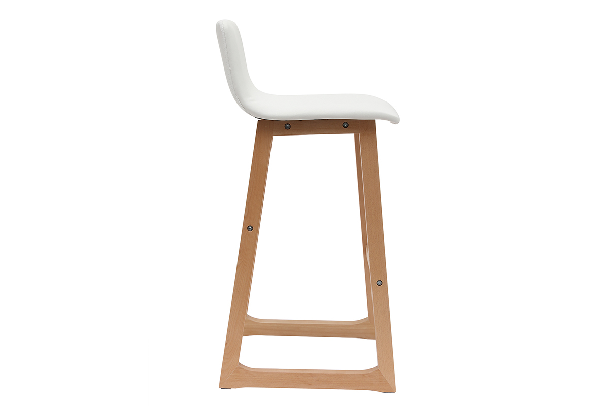 Tabourets de bar bois clair et PU blanc 72 cm (lot de 2) OSAKA