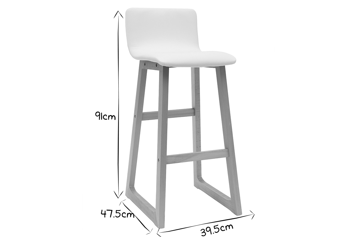 Tabourets de bar bois clair et PU blanc 72 cm (lot de 2) OSAKA