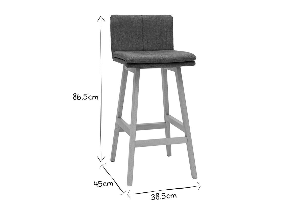 Tabourets de bar bois et gris fonc 65 cm (lot de 2) JOAN